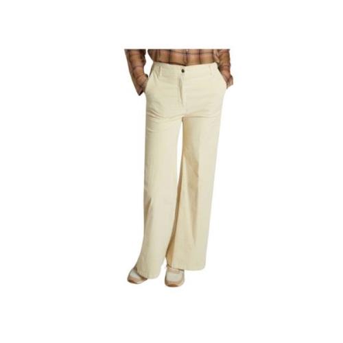 Beige Wijde Katoenmix Broek Diega , White , Dames