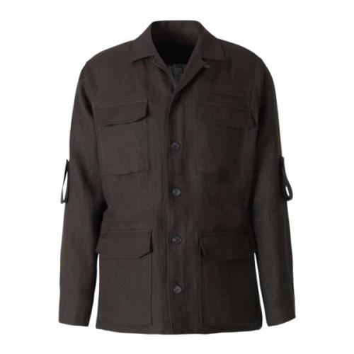 Modderlinnen blend shirt Brioni , Brown , Heren