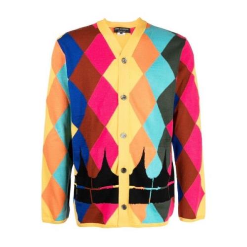 Stijlvolle V-hals Diamantprint Cardigan Comme des Garçons , Multicolor...