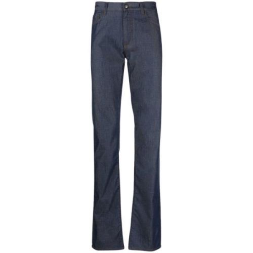 Donkerblauwe Straight Cut Jeans Canali , Blue , Heren