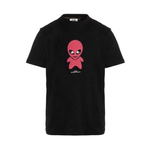 Alien Geborduurd Zwart Katoenen T-Shirt Gcds , Black , Heren