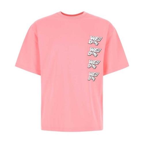 Roze katoenen oversized t-shirt We11Done , Pink , Dames