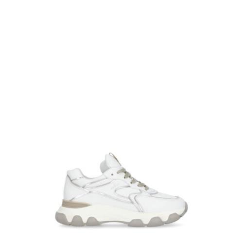 Witte Leren Sneakers met Metalen Inzetstukken Hogan , White , Dames