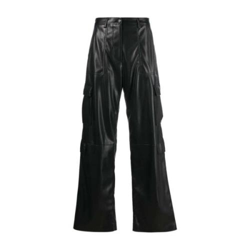 Leather Trousers Msgm , Black , Dames