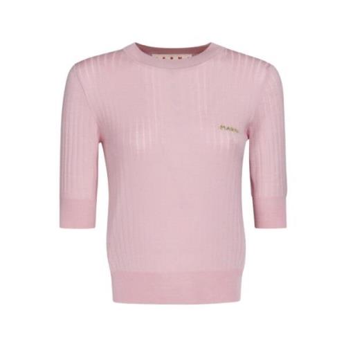 Luxe Wol en Zijde Gebreide Trui Marni , Pink , Dames