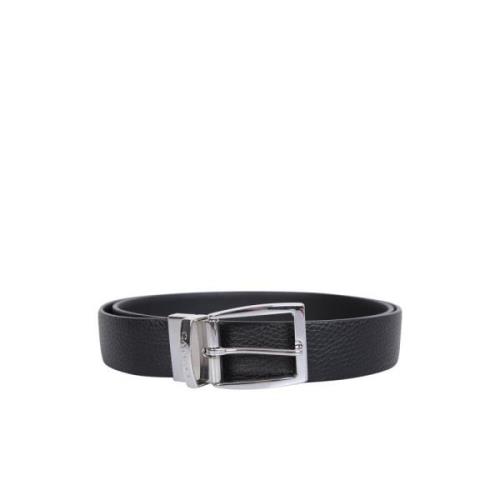 Zwarte Leren Riem met Geperforeerde Textuur Canali , Black , Heren