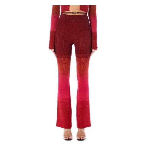 Lurex degrad gebreide broek Gcds , Red , Dames