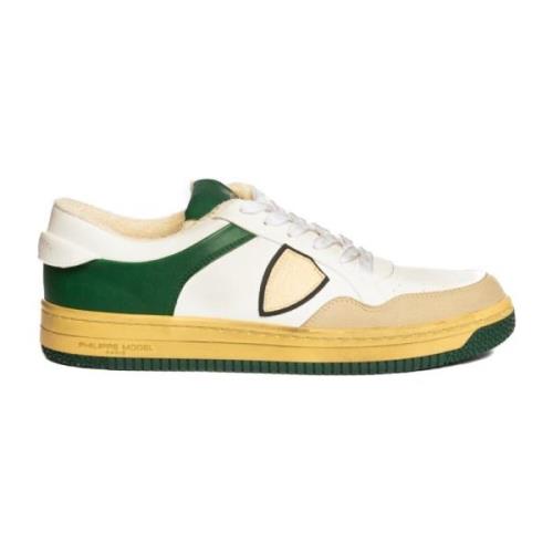 Lyon Wit/Groen Sneakers Philippe Model , Multicolor , Heren