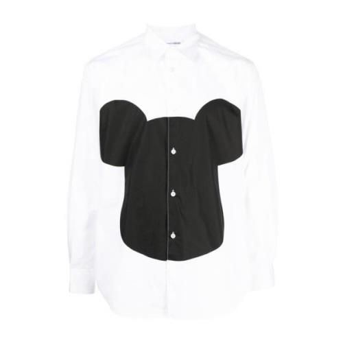Grafisch Bedrukt Katoenen Overhemd Comme des Garçons , White , Heren