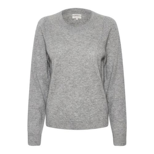 Ronde Hals Gebreide Trui - Evina Sweater Part Two , Gray , Dames