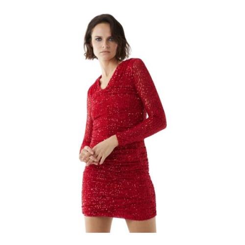 Korte aansluitende jurk met micro pailletten Silvian Heach , Red , Dam...