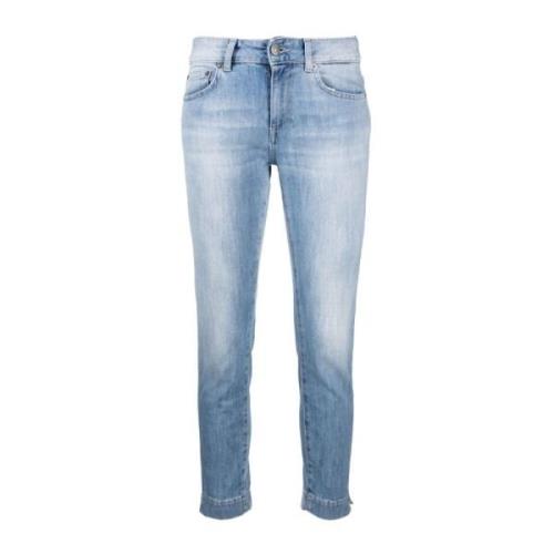 Stonewashed Slim Fit Cropped Jeans Dondup , Blue , Dames