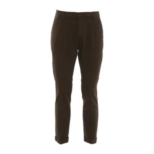 Slim Fit Stretch Katoenen Chino Broek Dondup , Brown , Heren