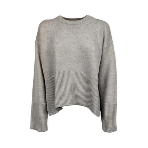 Grijze Sweaters met Box Fit en Geribbelde Randen Dondup , Gray , Dames