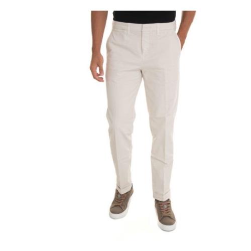 Slim Fit Chino met Oprolzoom Fay , White , Heren