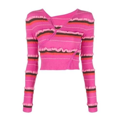 Roze Gestreepte Gebreide Crop Sweater Jacquemus , Pink , Dames