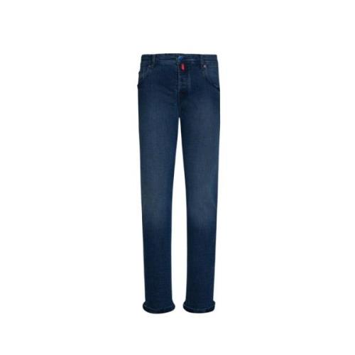 Ultra-Slim Donkerblauwe Katoenen Jeans Kiton , Blue , Heren