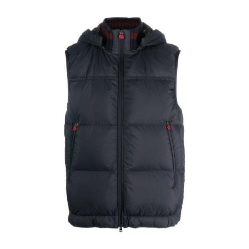 Marineblauwe Afneembare Capuchon Gewatteerde Gilet Kiton , Blue , Here...