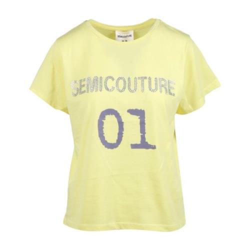 t-shirt Semicouture , Yellow , Dames