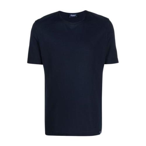 Navy Blue Crew-Neck T-Shirt Drumohr , Blue , Heren