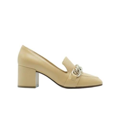 Leren mocassin met metalen afwerking Roberto Festa , Beige , Dames