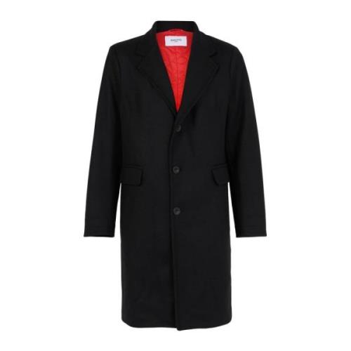 Single-Breasted Coats Paltò , Black , Heren