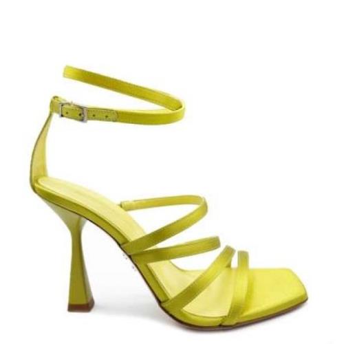 Lime Satin High Heel Sandals Sergio Levantesi , Green , Dames