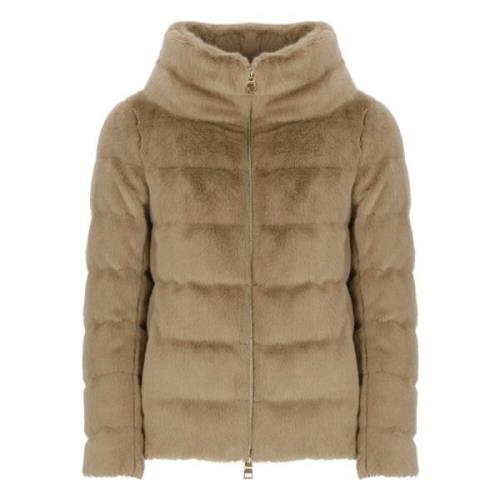 Beige Ecofur Donsjas voor Dames Herno , Beige , Dames