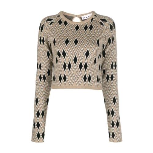 Argyle Cropped Sweaters Remain Birger Christensen , Beige , Dames