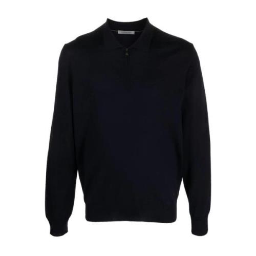Wollen Zip Polo Shirt, 100% Virgin Wool Corneliani , Blue , Heren