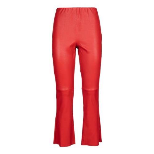 Leather Trousers Via Masini 80 , Red , Dames