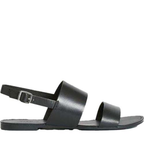 Zwarte Leren Platte Sandalen Vagabond Shoemakers , Black , Dames