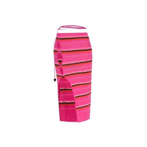 Gestreekte Geribbelde Midi Rok Jacquemus , Pink , Dames