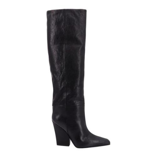 Elegante Leren Hoge Laarzen Paris Texas , Black , Dames