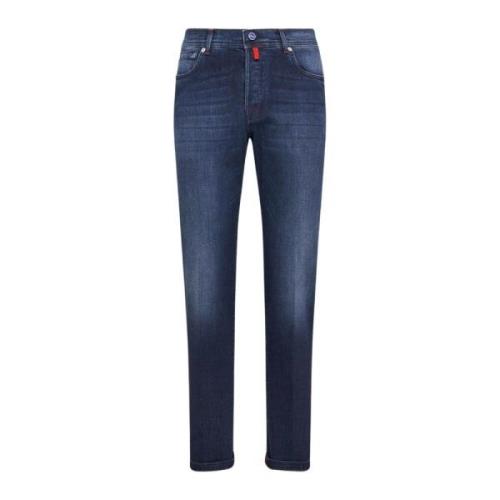 Slim-fit Katoenen Broek Kiton , Blue , Heren