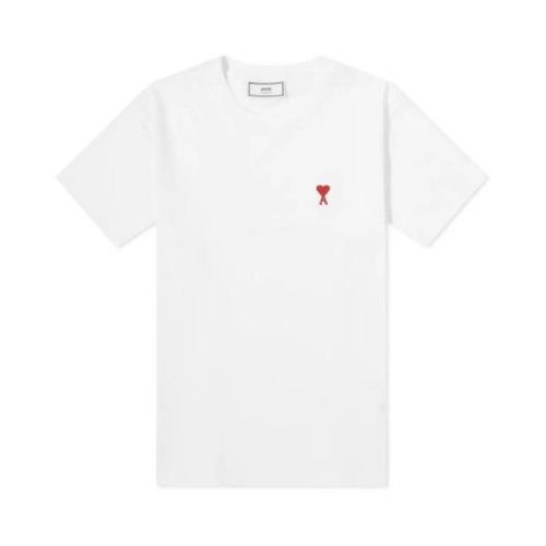 Hart Logo Wit T-shirt Ami Paris , White , Heren