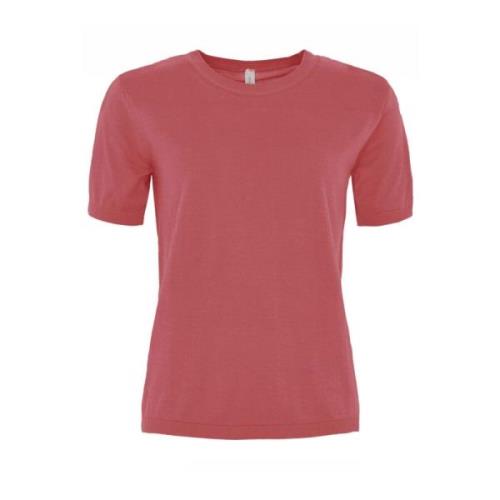 Zachte O-Neck T-shirt in diverse kleuren Skovhuus , Pink , Dames