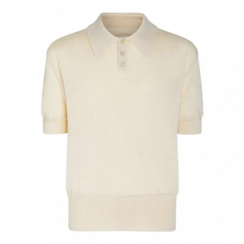 Off-White Wol Gebreid Polo Shirt Maison Margiela , White , Heren