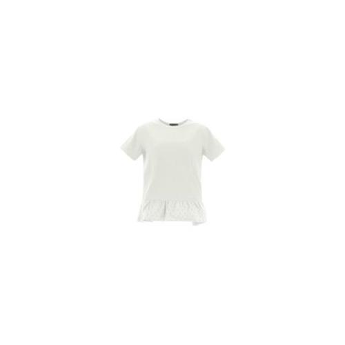 Monogram Katoenen T-Shirt met Onderkant Herno , White , Dames