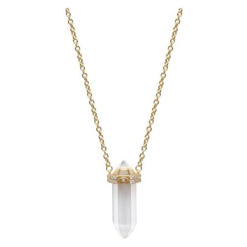 Clear Quartz Crystal Necklace with Engraved Evil Eye Detail Nialaya , ...