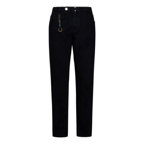 Slim-fit Zwarte Katoenen Denim Jeans Incotex , Black , Heren
