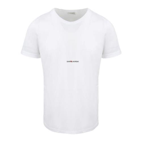 Biologisch katoenen T-shirt met logoprint Saint Laurent , White , Here...