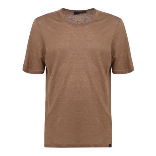 Monocrom linnen t-shirt Lardini , Brown , Heren
