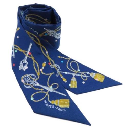 Tweedehands Marineblauwe Zijden Hermès Sjaal Hermès Vintage , Blue , D...