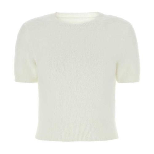 Luxe Ivory Angora Blend Sweater Maison Margiela , White , Dames