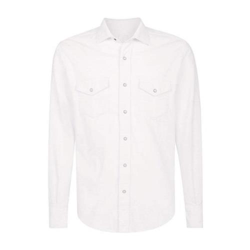 Texas Fluwelen Katoenen Overhemd Eleventy , White , Heren