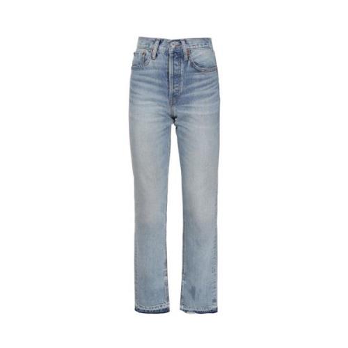Hoge Taille Straight Jeans Re/Done , Blue , Dames