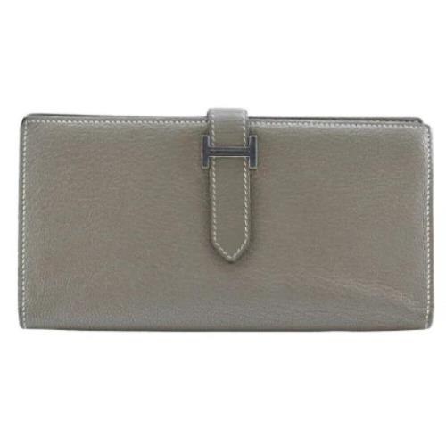 Pre-owned Leather wallets Hermès Vintage , Gray , Dames