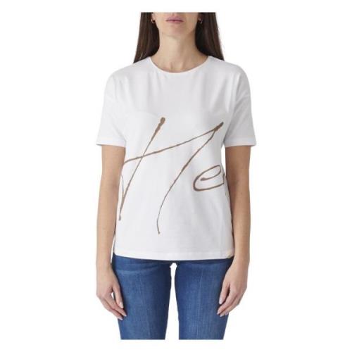 Katoenen T-shirt, Klassiek Model Herno , White , Dames