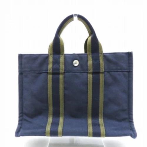 Tweedehands Marineblauwe Canvas Hermès tas Hermès Vintage , Blue , Dam...